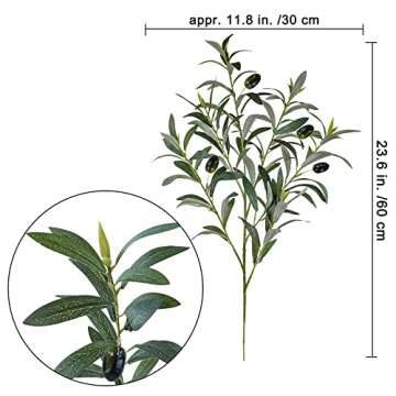 Winlyn 3 Pcs 23.6" Tall Artificial Olive Branches with 261 Leaves Lifelike Faux Eucalyptus Plant Stems for Floral Arrangements Vases Bouquets Wreaths Centerpieces Wedding Holiday Greenery Home Decor