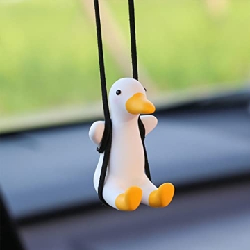Alwoligag Car Hanging Accessories,Swing Smiling Small Duck,Car Mirror Hanging Accessories,car Decora...