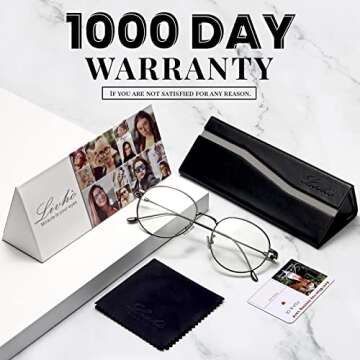 livho Blue Light Blocking Glasses, Retro Round Fake Eyeglasses Frames Anti UV Ray Filter Computer Gaming Glasses Women Men (Gun Frame,Transparent lens)