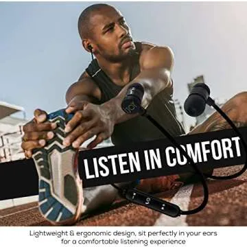 iJoy Headphones Wireless Bluetooth- Wireless Sports Earbuds IPX4 Sweatproof- Sport Headphones with Microphone, Bluetooth Earbuds for Workout, Running, Gym (Black)