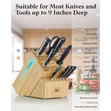 Cooks Standard Bamboo Knife Block 25 Slot Kitchen Storage