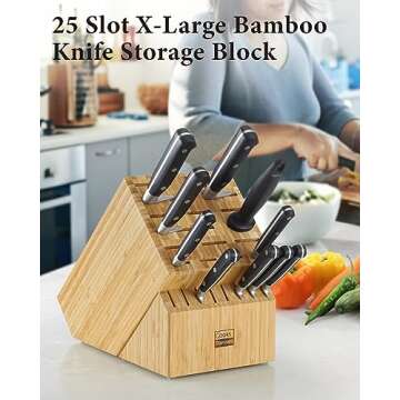 Cooks Standard Bamboo Knife Block 25 Slot Kitchen Storage