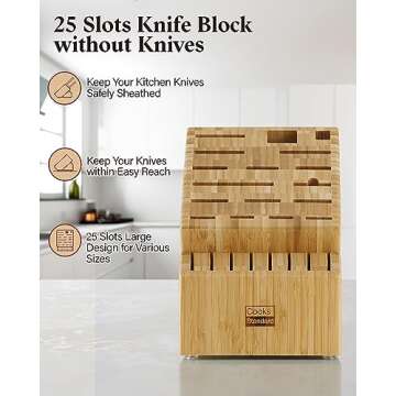 Cooks Standard Bamboo Knife Block 25 Slot Kitchen Storage