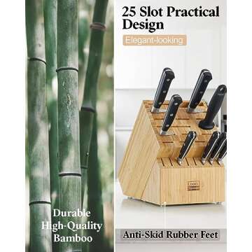 Cooks Standard Bamboo Knife Block 25 Slot Kitchen Storage