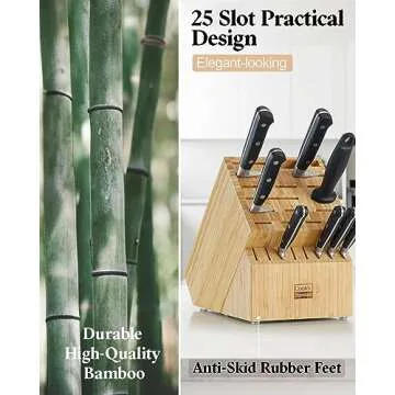 Cooks Standard Bamboo Knife Block 25 Slot Kitchen Storage