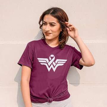 Breast Cancer Shirts for Women:Breast Cancer Awareness Shirts Cancer Care Gifts Short Sleeve Tee Top Purple