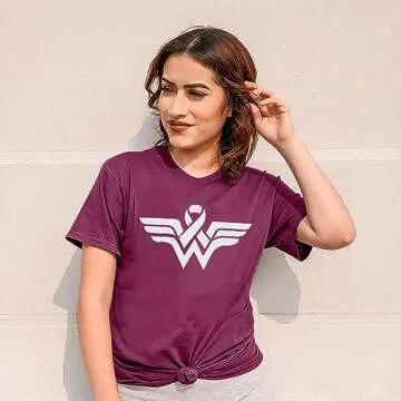 Breast Cancer Shirts for Women:Breast Cancer Awareness Shirts Cancer Care Gifts Short Sleeve Tee Top Purple