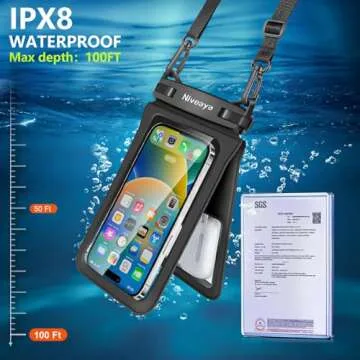 Niveaya Double Space Waterproof Phone Pouch - 2 Pack, Waterproof Phone Lanyard Case with iPhone 16/15/14/13/12 Pro Max up to 8.3", Phone Dry Bags for Vacation Beach Pool Kayak Cruise Travel Essentials
