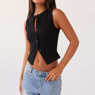 Mxiqqpltky Women Y2K Knit Tank Top - Stylish & Versatile
