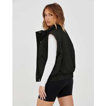 Stylish UANEO Women's Crop Puffer Vest with Pockets