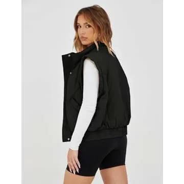 Stylish UANEO Women's Crop Puffer Vest with Pockets