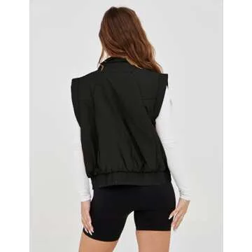 Stylish UANEO Women's Crop Puffer Vest with Pockets