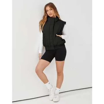 Stylish UANEO Women's Crop Puffer Vest with Pockets