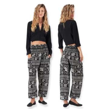 Happy Trunks Harem Pants for Women with Pockets (S-XXL) - Boho Hippie Yoga Pants, Beach Lounge Pants...