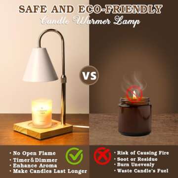 White Candle Warmer Lamp with Timer Dimmer, Electric Candle Lamp Warmer for Bedroom Decor, Birthday Gifts for Women Mom, Adjustable Metal Candle Lamp, Mom Gifts, Home Decor for House Warming Gifts