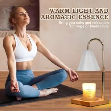 White Candle Warmer Lamp with Timer Dimmer, Electric Candle Lamp Warmer for Bedroom Decor, Birthday Gifts for Women Mom, Adjustable Metal Candle Lamp, Mom Gifts, Home Decor for House Warming Gifts