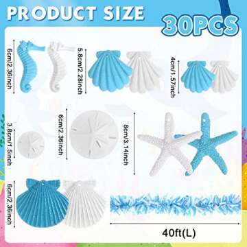 Sumind 40ft Christmas Ocean Themed Garland Beach Christmas Tree Decorations Xmas Hanging Ornaments w...