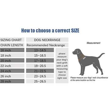 SGODA Chain Dog Training Choke Collar, 304 Stainless Steel, Total Length 24 in, 3.5 mm