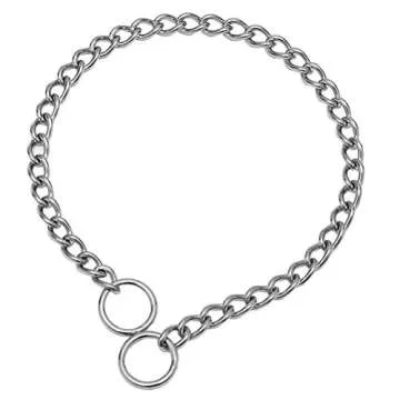 SGODA Chain Dog Training Choke Collar, 304 Stainless Steel, Total Length 24 in, 3.5 mm