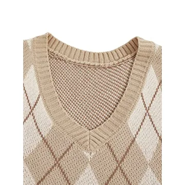SweatyRocks Women's Plaid Geo Knit Sweater Vest - Stylish Comfort