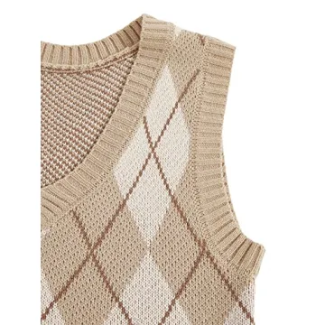 SweatyRocks Women's Plaid Geo Knit Sweater Vest - Stylish Comfort