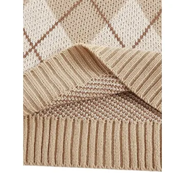 SweatyRocks Women's Plaid Geo Knit Sweater Vest - Stylish Comfort