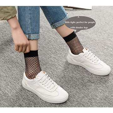 PENTA ANGEL 3 Pairs Women Black Lace Fishnet Socks Elastic Ankle High Dress Hollow Out Mesh Net Socks Tights for Summer Wear