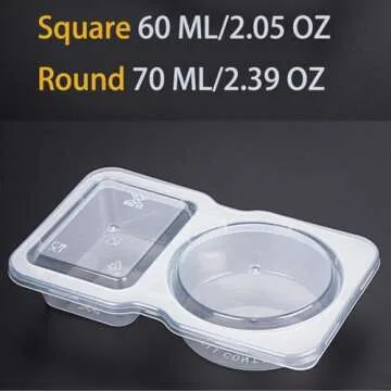 5PCS Double Compartment Condiment Containers with Lids, Portable Reusable Sauce Container,2 Compartment Snack Containers for Condiments or Dips, 2024 New Disposable 2 Compartment Snack Containers