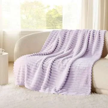 Bedsure Lavender Fog Fleece Blanket for Couch - Cozy Soft Cute Throws 60x80