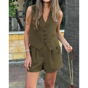 PRETTYGARDEN Women's Summer Blazer Romper Set 2024