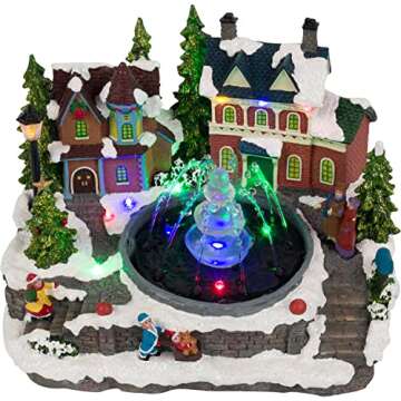 One Holiday Way Light-up Animated Musical Working Fountain Vintage Victorian Christmas Village House...