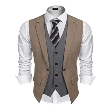 Stylish Coofandy Mens Formal Layered Dress Vest for Events