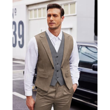 Coofandy Mens Stylish Layered Vest for Formal Events