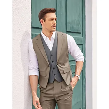 Coofandy Mens Stylish Layered Vest for Formal Events