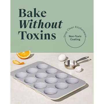 Caraway Non-Stick Ceramic 12-Cup Muffin Pan - Naturally Slick Ceramic Coating - Non-Toxic, PTFE & PFOA Free - Perfect for Cupcakes, Muffins, and More - Slate