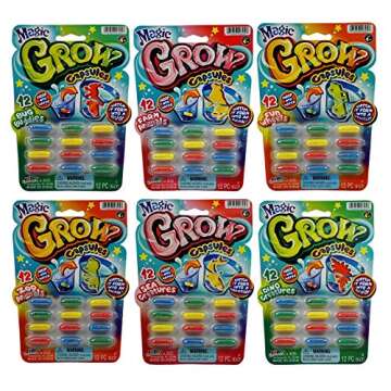 JA-RU Magic Grow Capsules (12 Capsules/Assorted Style) Best Growing Animals Assorted Style Capsules Bath Toys for Kids. 305-1H