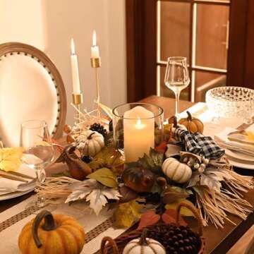 Valery Madelyn Fall Wreath for Front Door, 20" Maple Leaves Farmhouse Thanksgiving Decorations for Home, Autumn Harvest Pumpkin Wreath for Outdoor Indoor Table Centerpiece Fall Halloween Decor