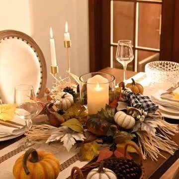 Valery Madelyn Fall Wreath for Front Door, 20" Maple Leaves Farmhouse Thanksgiving Decorations for Home, Autumn Harvest Pumpkin Wreath for Outdoor Indoor Table Centerpiece Fall Halloween Decor