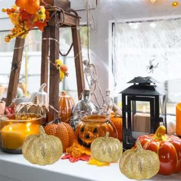 Gold Glitter Pumpkins for Elegant Autumn Decor