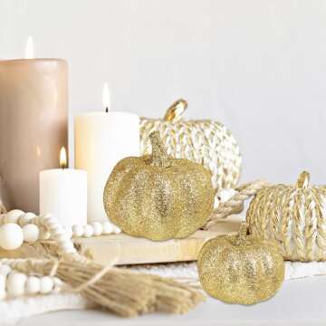 Gold Glitter Pumpkins for Elegant Autumn Decor