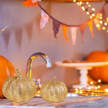 Gold Glitter Pumpkins for Elegant Autumn Decor