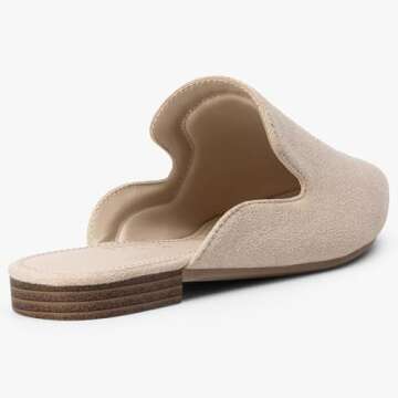 MUSSHOE Mules for Women Flats Comfortable Pointed Toe Women Mules,Beige 7.5