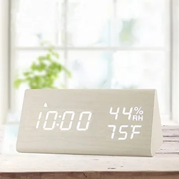 Wooden Digital Alarm Clock with LED Display & 3 Alarms
