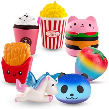 R.HORSE Cute Unicorn, Hamburger, Popcorn Set Kawaii Cream Scented Squishy Soft Decompression Squeeze...