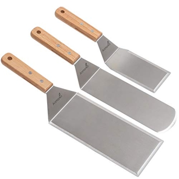 Versatile Metal Spatula Set - 3 Professional Quality Turners for Griddle, BBQ, and More