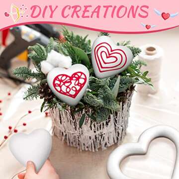 Amylove 16 Pieces Heart Shaped Foam Polystyrene Foam Wreath Foam Hearts for Crafts White Foam Heart Wreath for DIY Craft Projects and Wedding Decorations (7 Inches, 3 Inches)