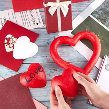 Amylove 16 Pieces Heart Shaped Foam Polystyrene Foam Wreath Foam Hearts for Crafts White Foam Heart Wreath for DIY Craft Projects and Wedding Decorations (7 Inches, 3 Inches)