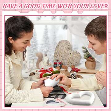 Amylove 16 Pieces Heart Shaped Foam Polystyrene Foam Wreath Foam Hearts for Crafts White Foam Heart Wreath for DIY Craft Projects and Wedding Decorations (7 Inches, 3 Inches)