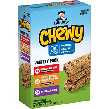 Quaker Chewy Granola Bars, 58 Count Variety Pack