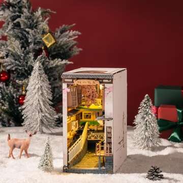 Rolife DIY Book Nook Kit Sakura Densya, DIY Miniature Booknook Kit Creative Decorative Bookend Bookshelf Insert 3D Puzzles for Adults, Halloween/Christmas Decorations/Gifts for Adults (Sakura Densya)